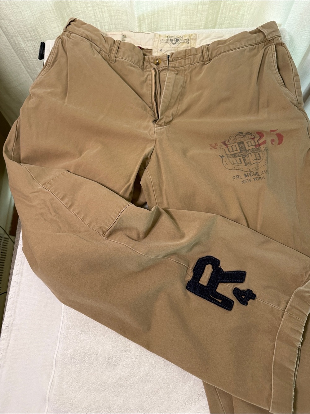 Ralph Lauren Tan Chino Pants with Embroidered Patch
